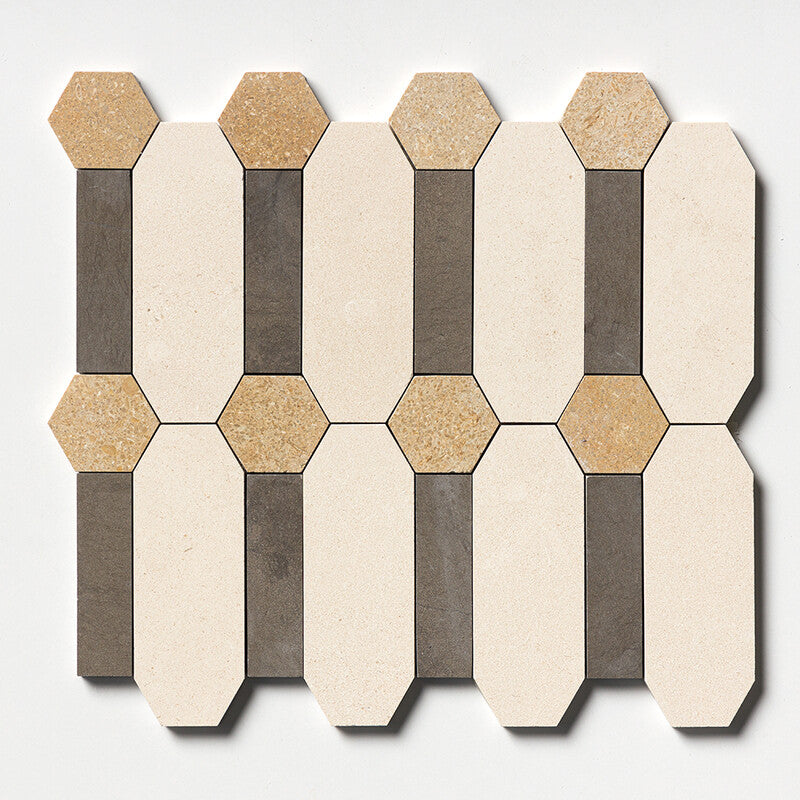 ATELIER MOSAIC: Bosphorus Seashell Pillar Mosaic (honed | 13"x13"x3/8" | straight cut)