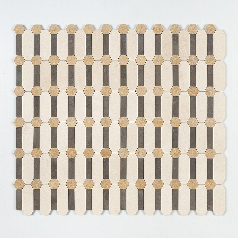 ATELIER MOSAIC: Bosphorus Seashell Pillar Mosaic (honed | 13"x13"x3/8" | straight cut)