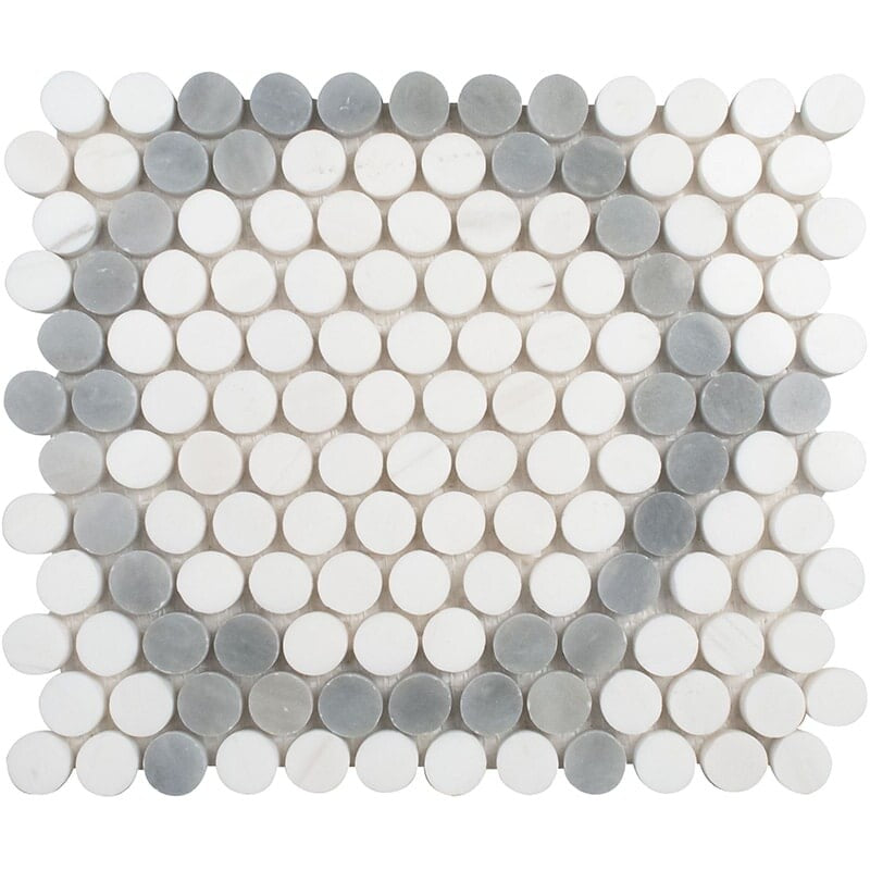 PENNY ROUND: Allure Light 7 Penny Round Mosaic (honed | 8"x10"x7/16" | straight cut)