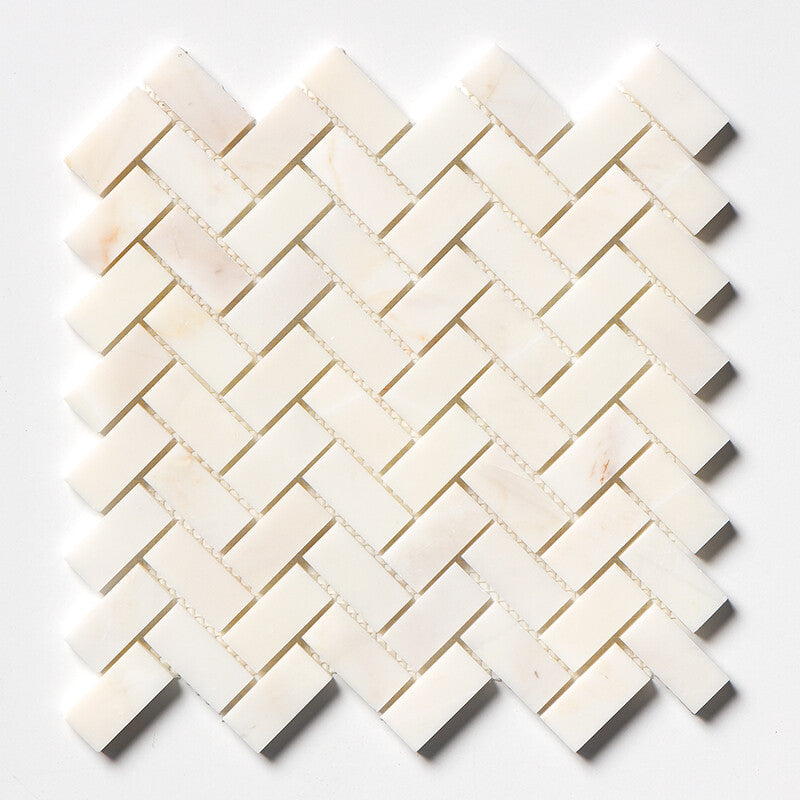 CALACATTA AMBER : 1X2 Herringbone Mosaic (honed | 11"x11"x3/8" | straight cut)