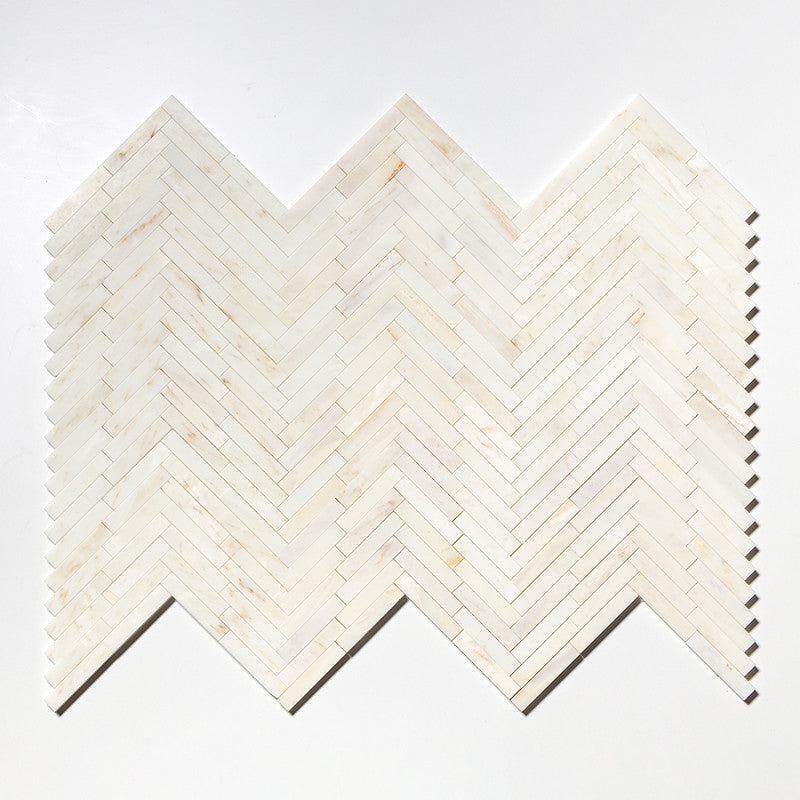 CALACATTA AMBER : Large Herringbone Mosaic (honed | 9"x12"x7/8" | straight cut)