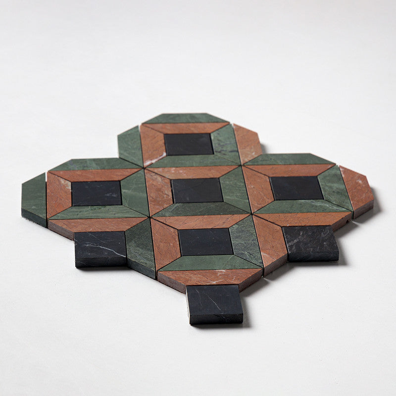 TESSA: Red Laguna China Black Ella Straight Stack Mosaic (honed | 12"x12"x5/8" | straight cut)