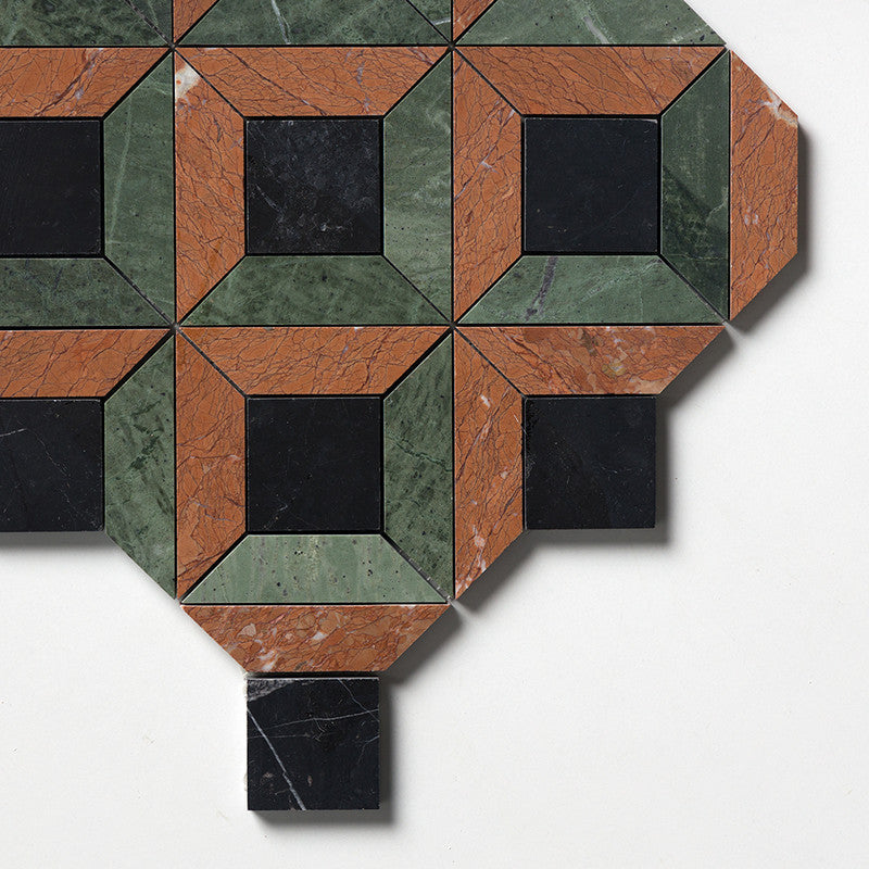 TESSA: Red Laguna China Black Ella Straight Stack Mosaic (honed | 12"x12"x5/8" | straight cut)