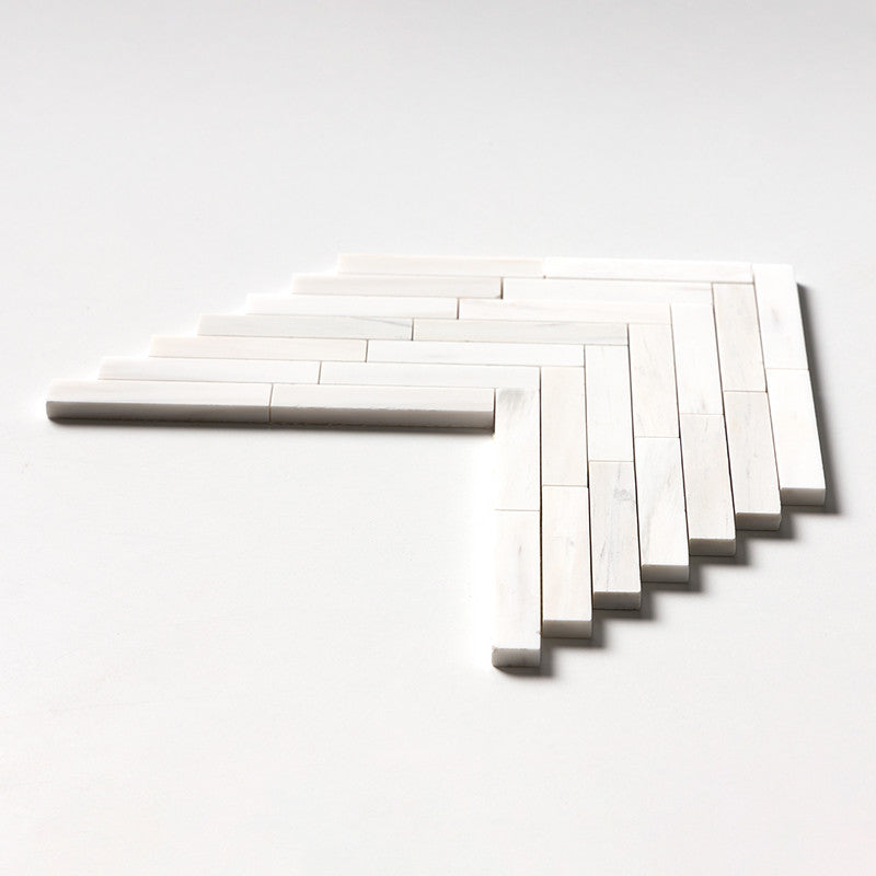 BIANCO DOLOMITI CLASSIC : Large Herringbone Mosaic (honed | 9"x12"x7/8" | straight cut)