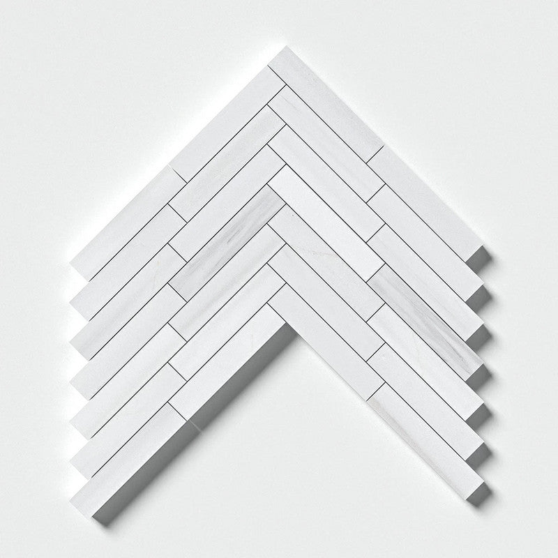 BIANCO DOLOMITI CLASSIC : Large Herringbone Mosaic (honed | 9"x12"x7/8" | straight cut)