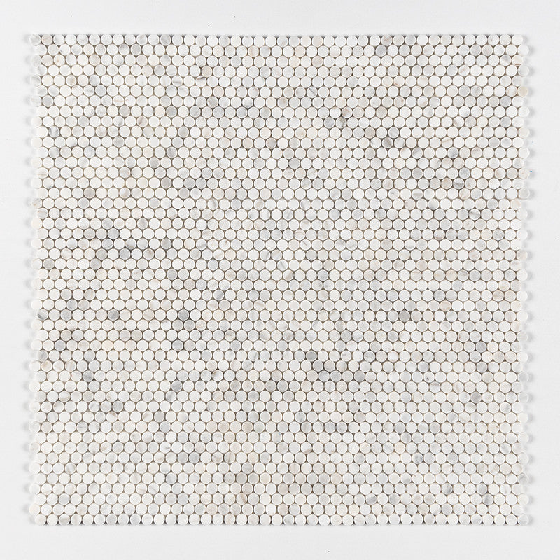 PENNY ROUND 2.0: Calacatta Gold Royal Penny Round Mosaic (honed | 11"x11"x1/4" | straight cut)