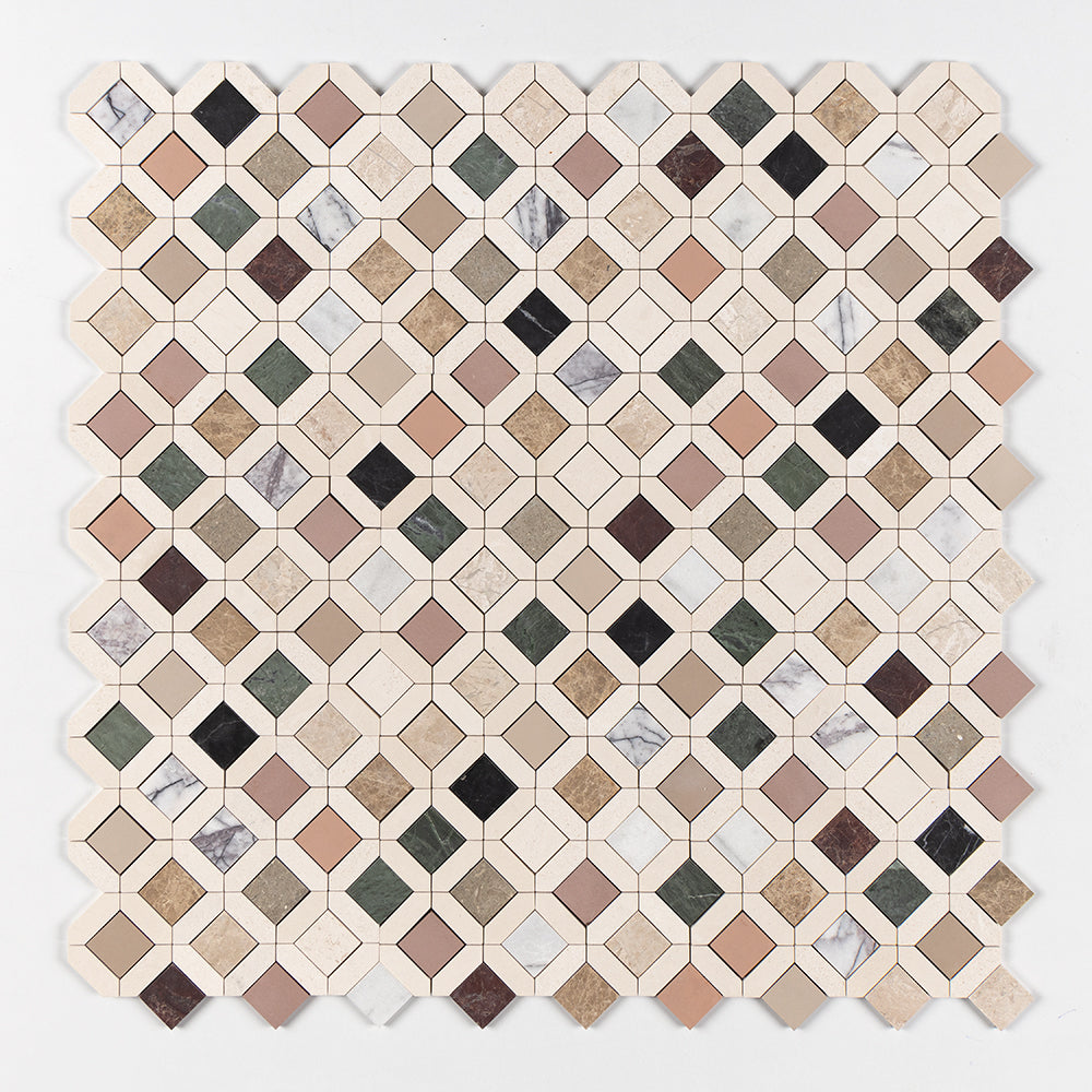 TESSA: Louna Blend 2 Marble Mosaic (12⅝"x12⅝"x⅜" | Honed)