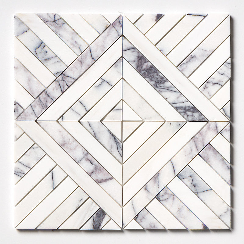 LILAC: Ponte Lattice Mosaic (honed | 14"x14"x5/16" | straight cut)