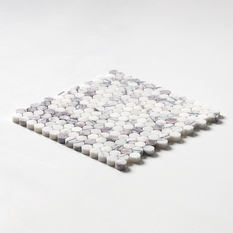 LILAC: Penny Round Mosaic (honed | 12"x12"x3/8" | straight cut)