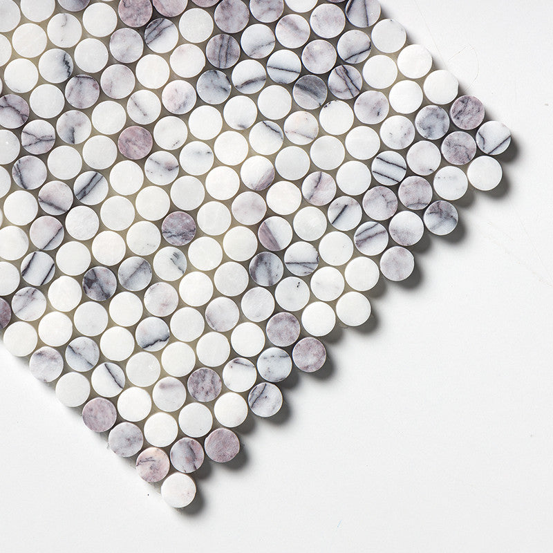 LILAC: Penny Round Mosaic (honed | 12"x12"x3/8" | straight cut)