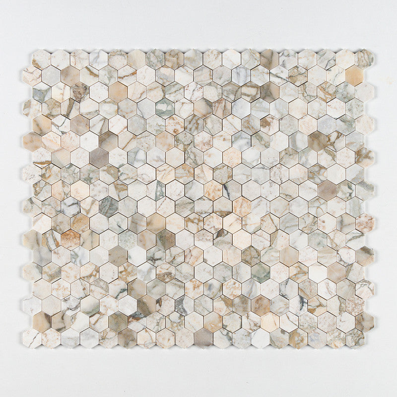 CALACATTA GREEN: 2 Hexagon Mosaic (honed | 10"x12"x3/8" | straight cut)