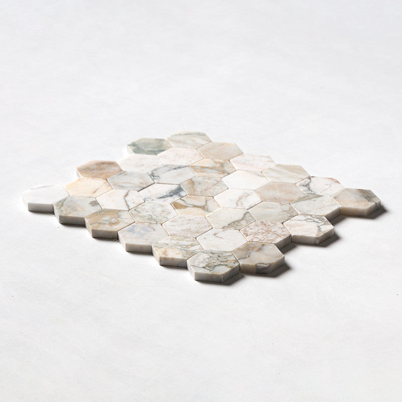 CALACATTA GREEN: 2 Hexagon Mosaic (honed | 10"x12"x3/8" | straight cut)