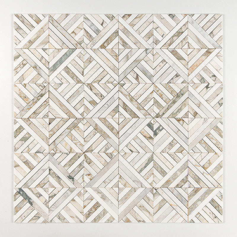 CALACATTA GREEN: Ponte Lattice Mosaic (honed | 14"x14"x5/16" | straight cut)
