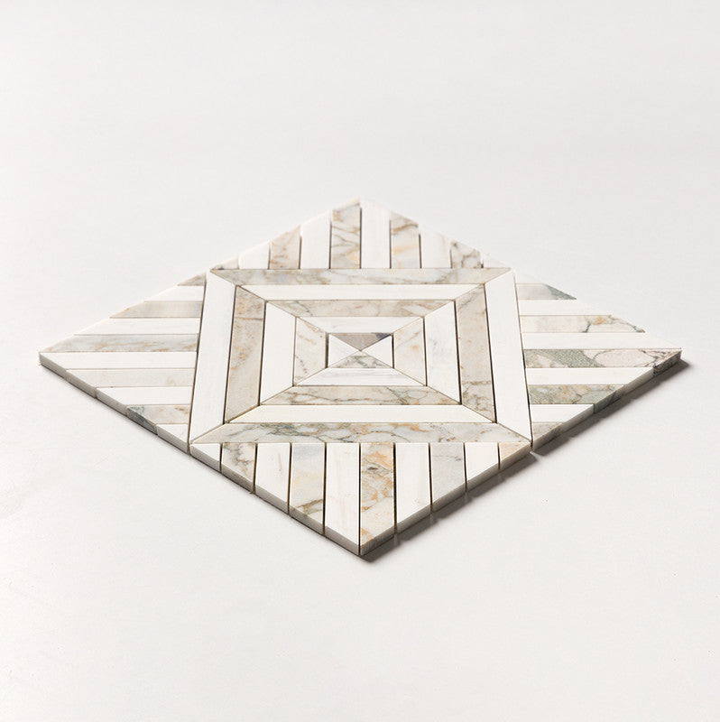CALACATTA GREEN: Ponte Lattice Mosaic (honed | 14"x14"x5/16" | straight cut)