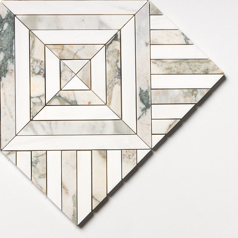 CALACATTA GREEN: Ponte Lattice Mosaic (honed | 14"x14"x5/16" | straight cut)