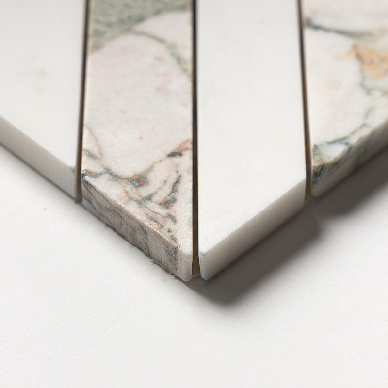 CALACATTA GREEN: Ponte Lattice Mosaic (honed | 14"x14"x5/16" | straight cut)