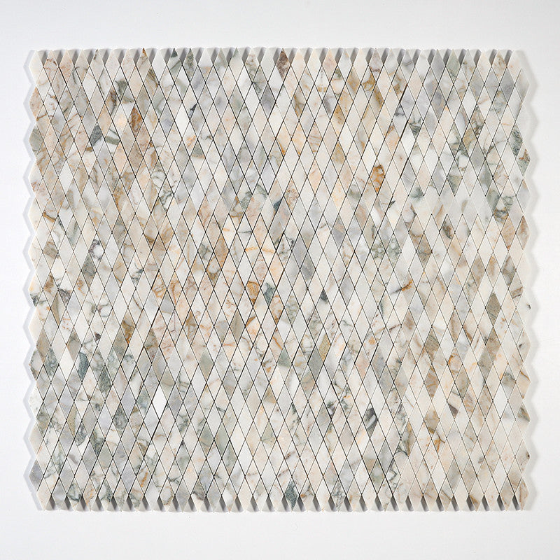 CALACATTA GREEN: Rhomboid Mosaic (honed | 8"x10"x3/4" | straight cut)
