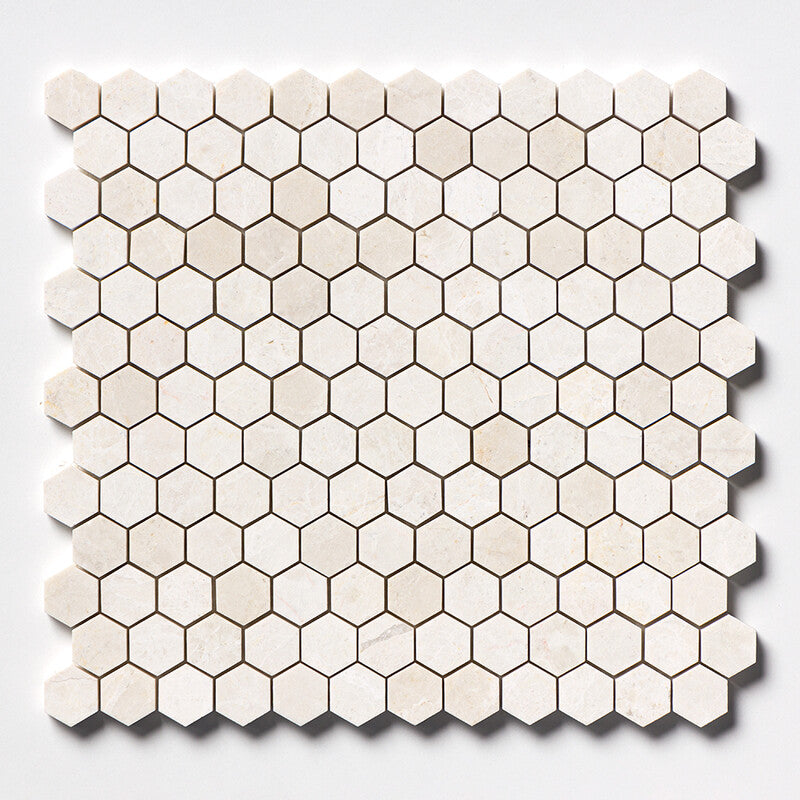 VANILLA: Hexagon Mosaic (honed | 11"x12"x5/8" | straight cut)