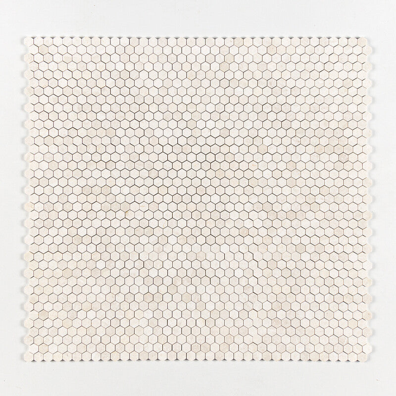 VANILLA: Hexagon Mosaic (honed | 11"x12"x5/8" | straight cut)