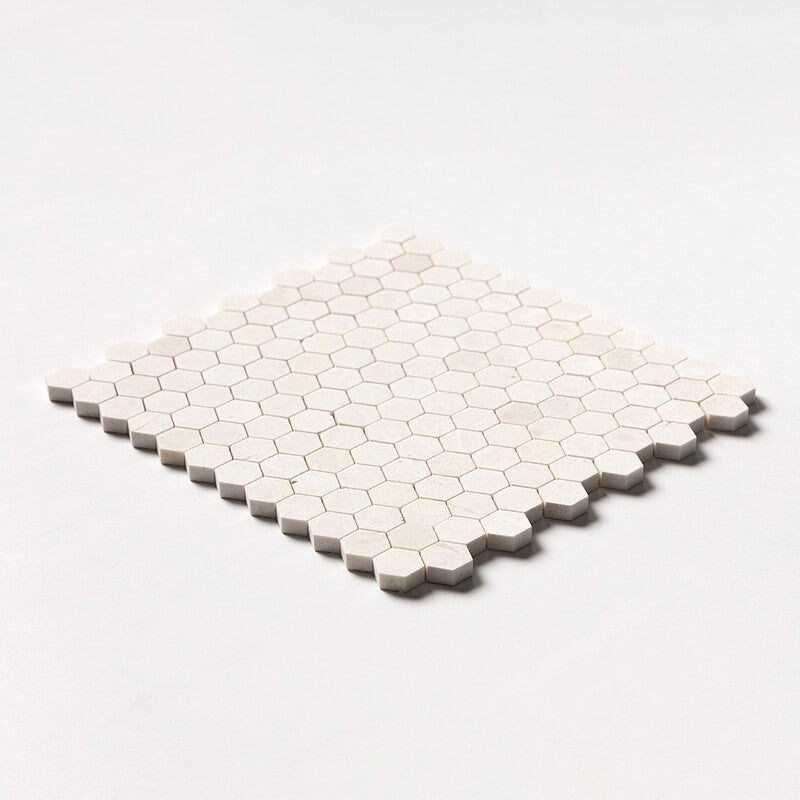VANILLA: Hexagon Mosaic (honed | 11"x12"x5/8" | straight cut)