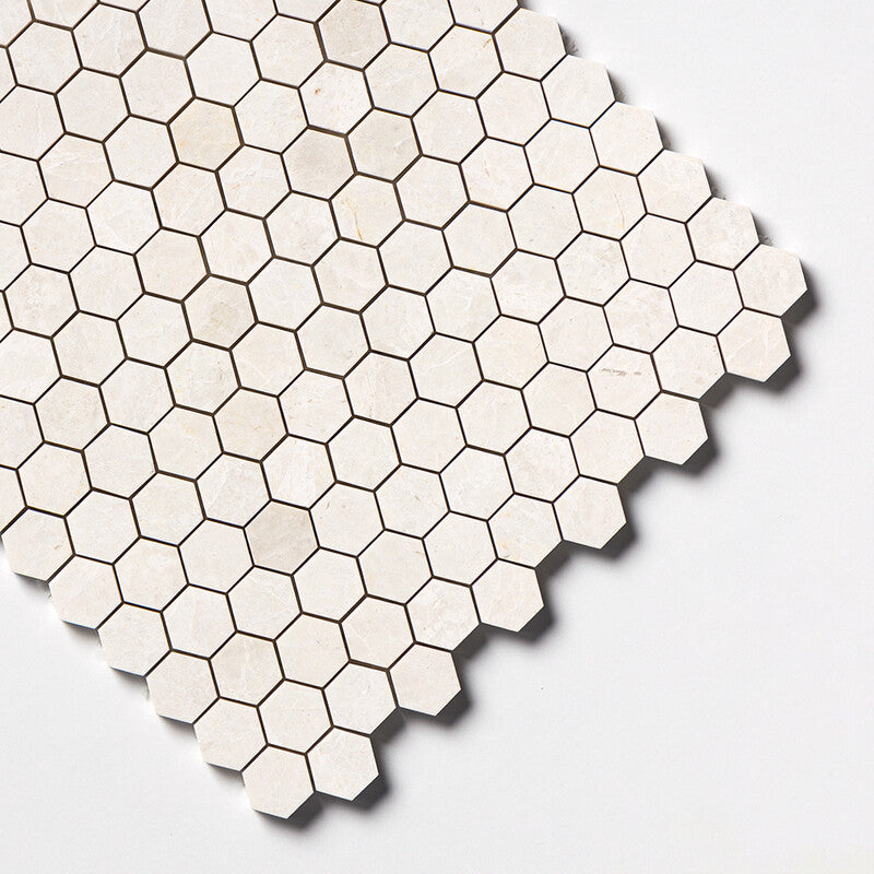 VANILLA: Hexagon Mosaic (honed | 11"x12"x5/8" | straight cut)