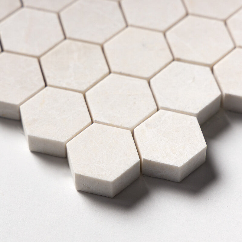 VANILLA: Hexagon Mosaic (honed | 11"x12"x5/8" | straight cut)