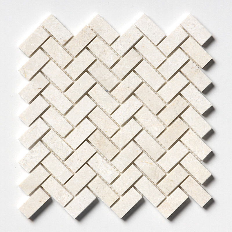 VANILLA: 1X2 Herringbone Mosaic (honed | 11"x11"x3/8" | straight cut)