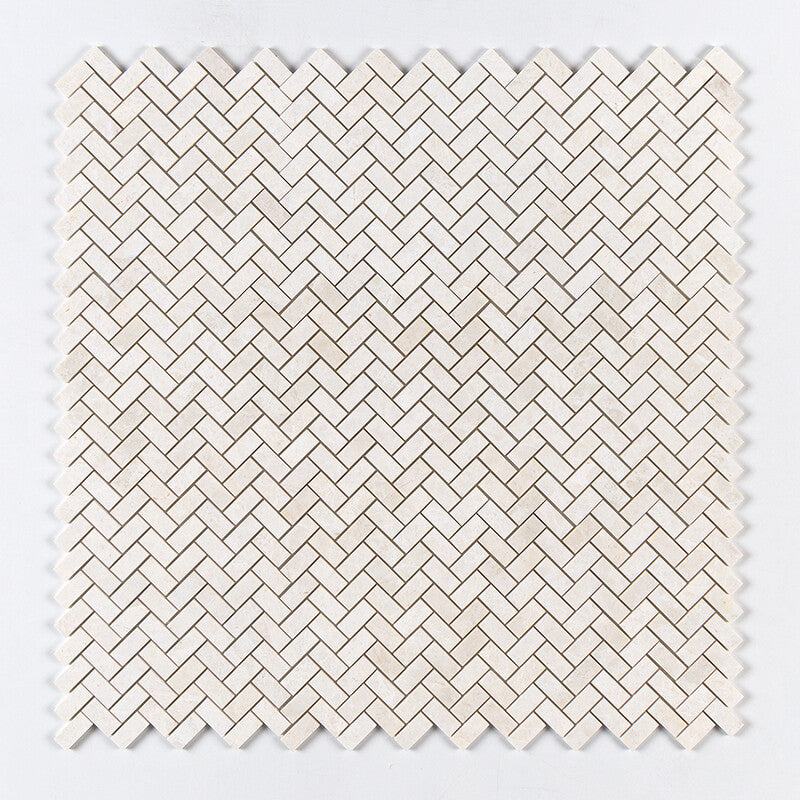 VANILLA: 1X2 Herringbone Mosaic (honed | 11"x11"x3/8" | straight cut)