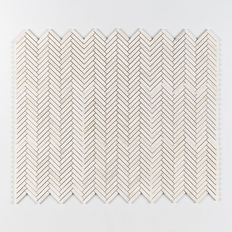 VANILLA: 5/8X3 Herringbone Mosaic (honed | 10"x12"x7/16" | straight cut)
