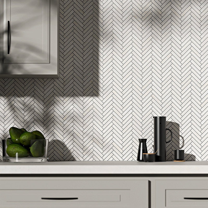 VANILLA: 5/8X3 Herringbone Mosaic (honed | 10"x12"x7/16" | straight cut)