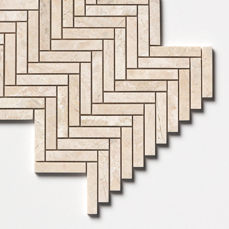 DIANA ROYAL : 5/8X3 Herringbone Mosaic (honed | 10"x12"x7/16" | straight cut)