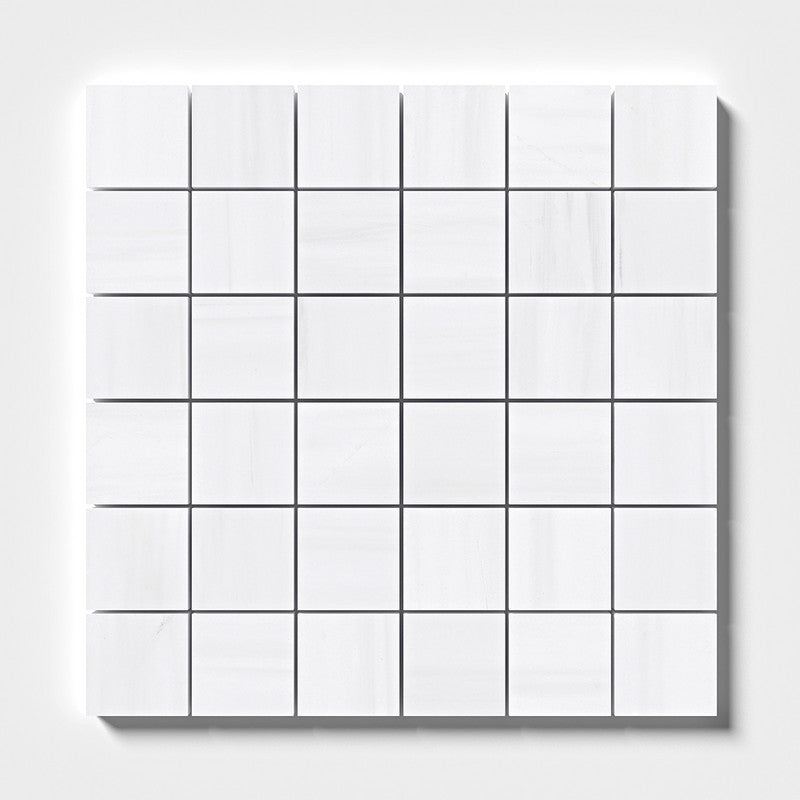 SNOW WHITE : 2X2 Straight Stack Mosaic (honed | 12"x12"x3/8" | straight cut)