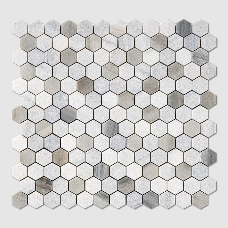 SKYLINE : Hexagon Mosaic (multi finish | 11"x12"x5/8" | straight cut)