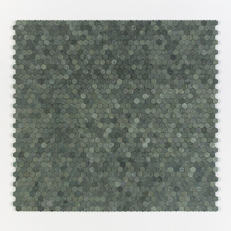 VERDE TIA : Hexagon Mosaic (honed | 11"x12"x5/8" | straight cut)