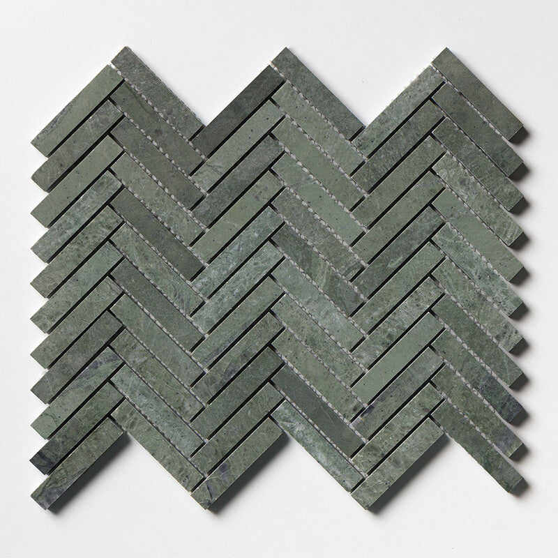 VERDE TIA : 5/8X3 Herringbone Mosaic (honed | 10"x12"x7/16" | straight cut)