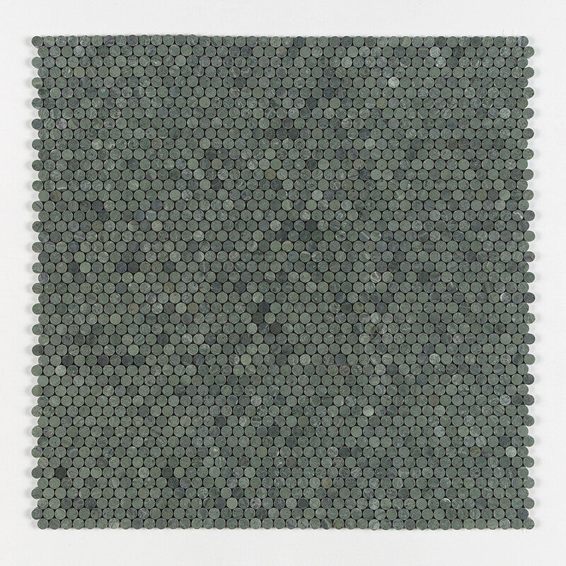 VERDE TIA : Penny Round Mosaic (honed | 11"x11"x1/4" | straight cut)