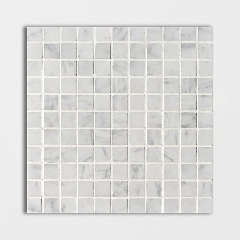 WHITE CARRARA : 1X1 Straight Stack Mosaic (honed | 12"x12"x3/8" | straight cut)