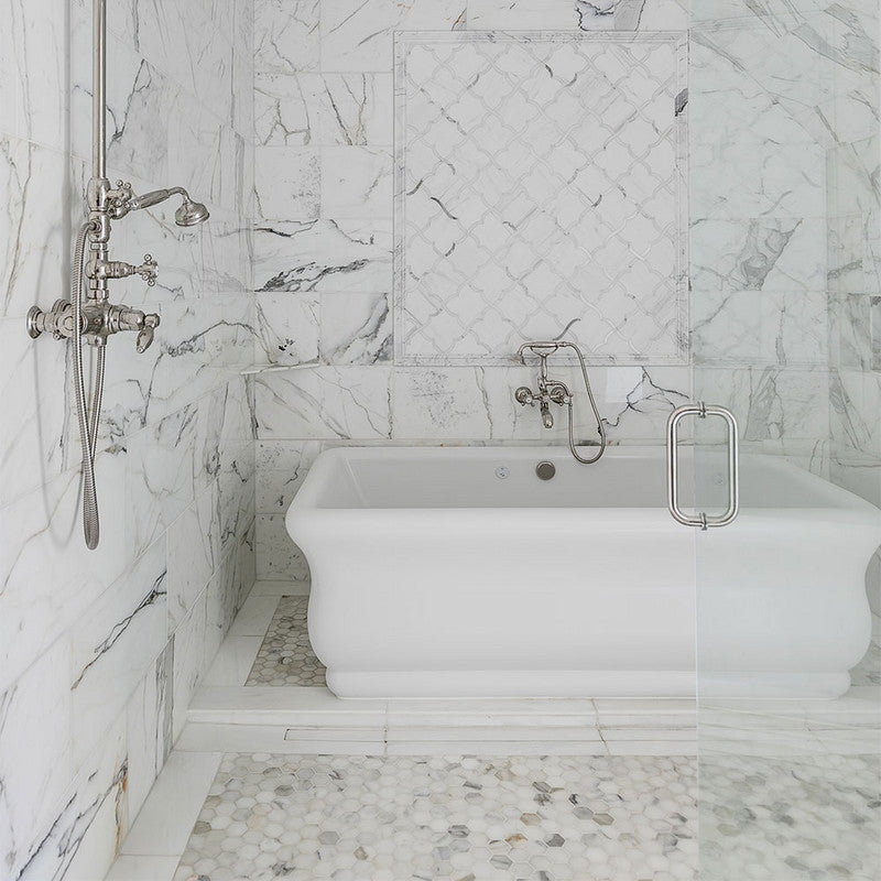 CALACATTA GOLD : Hexagon Mosaic (polished | 12"x12"x3/8" | straight cut)