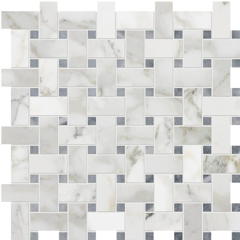 CALACATTA GOLD : Bardiglio Basketweave Mosaic (honed | 12"x12"x3/8" | straight cut)