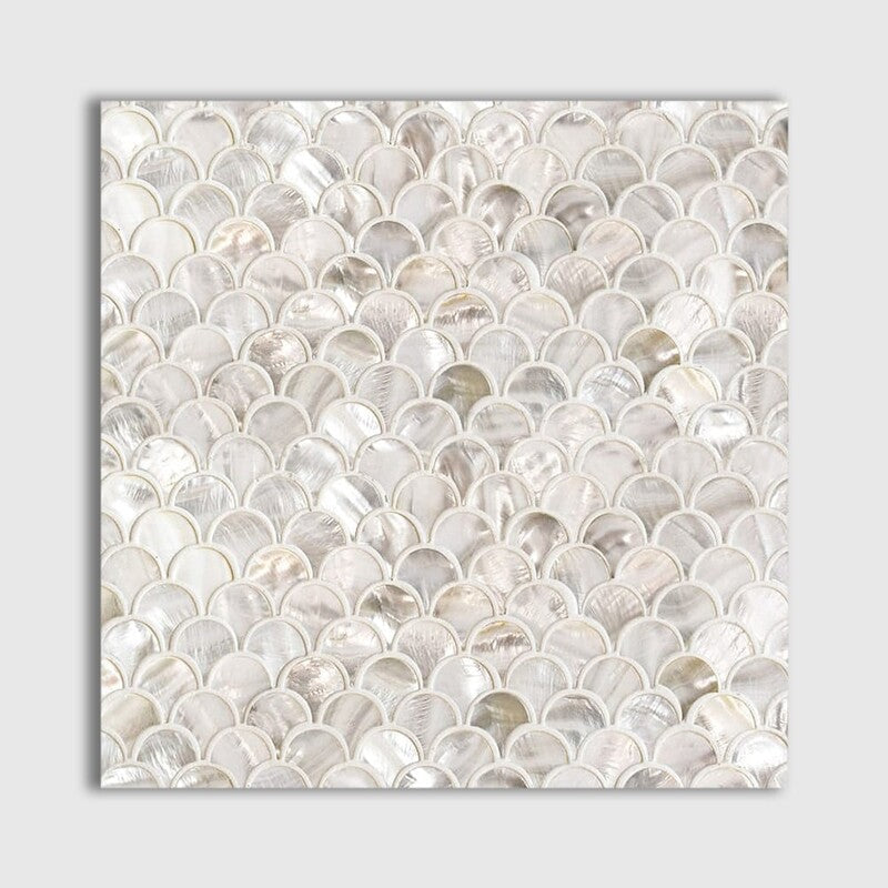 MOTHER OF PEARL: White Scallop Scallop Mosaic (polished | 12"x12"x5/64" | straight cut)