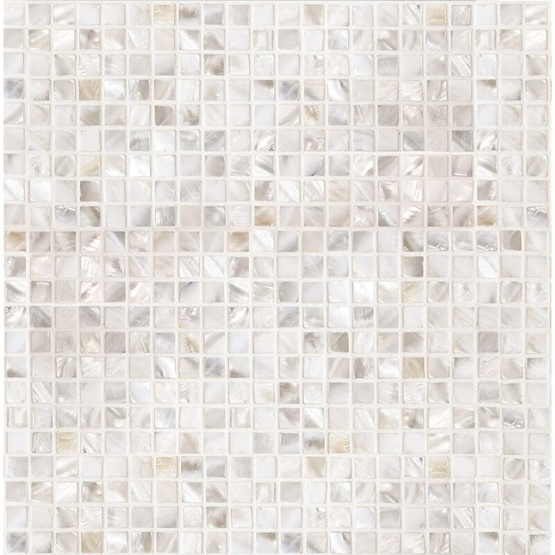 MOTHER OF PEARL: White 1/2X1/2 Straight Stack Mosaic (polished | 12"x12"x5/64" | straight cut)