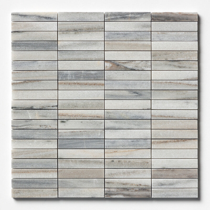 SKYLINE : 5/8X3 Straight Stack Mosaic (honed | 12"x12"x3/8" | straight cut)