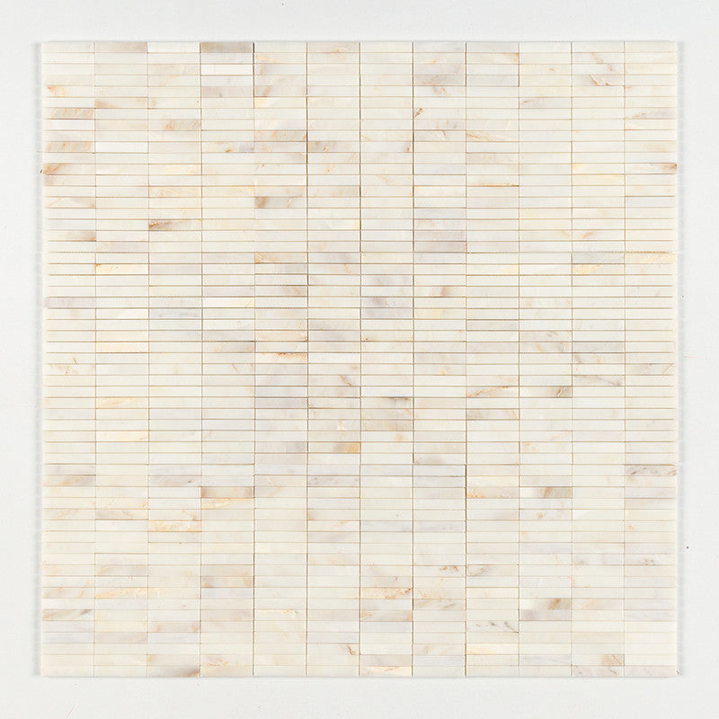 CALACATTA AMBER : 5/8X3 Straight Stack Mosaic (honed | 12"x12"x3/8" | straight cut)