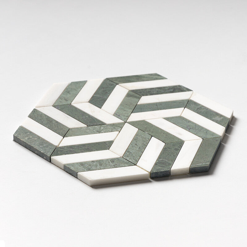 VERDE TIA : Verde Tia Windmill Mosaic (honed | 11"x13"x3/4" | straight cut)