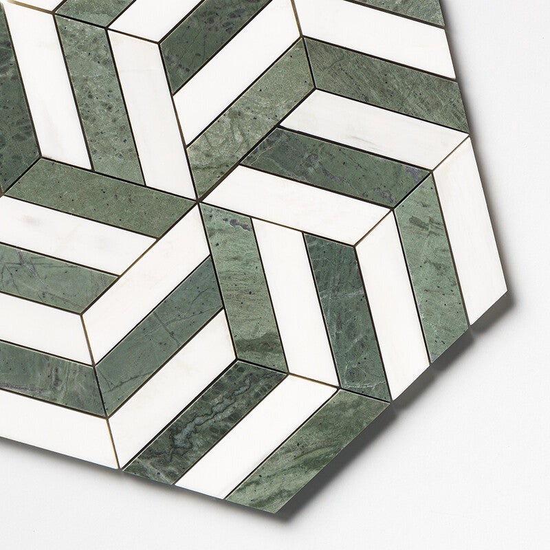 VERDE TIA : Verde Tia Windmill Mosaic (honed | 11"x13"x3/4" | straight cut)