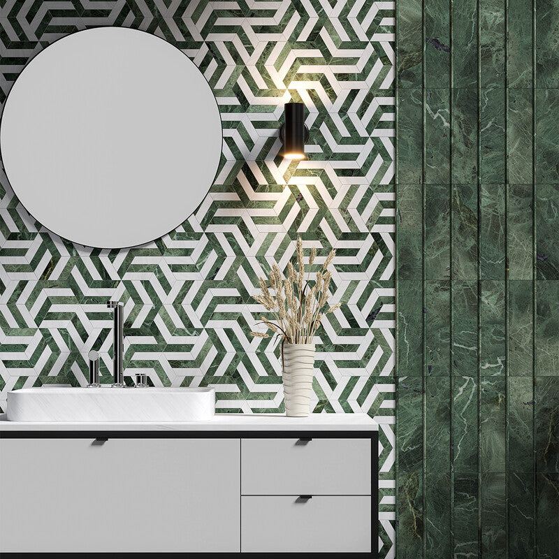 VERDE TIA : Verde Tia Windmill Mosaic (honed | 11"x13"x3/4" | straight cut)