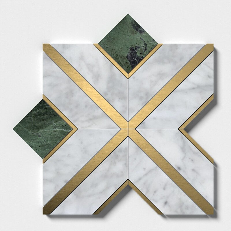 VERDE TIA : Carrara Arlo Mosaic (honed | 11"x11"x15/16" | straight cut)