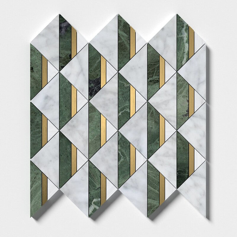 VERDE TIA : Carrara Angela Mosaic (honed | 12"x12"x3/8" | straight cut)
