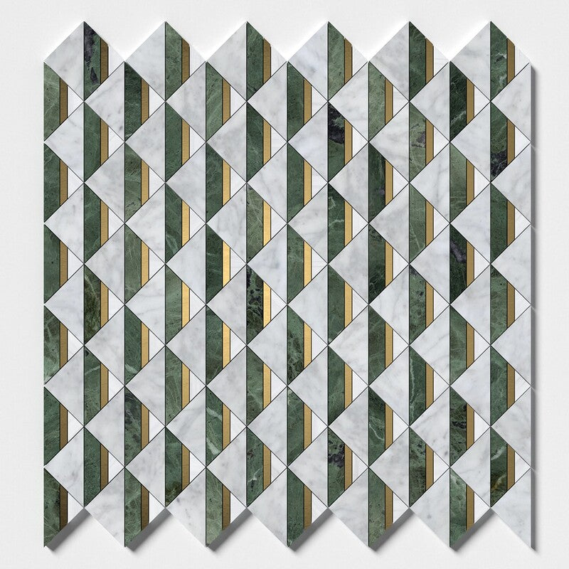 VERDE TIA : Carrara Angela Mosaic (honed | 12"x12"x3/8" | straight cut)