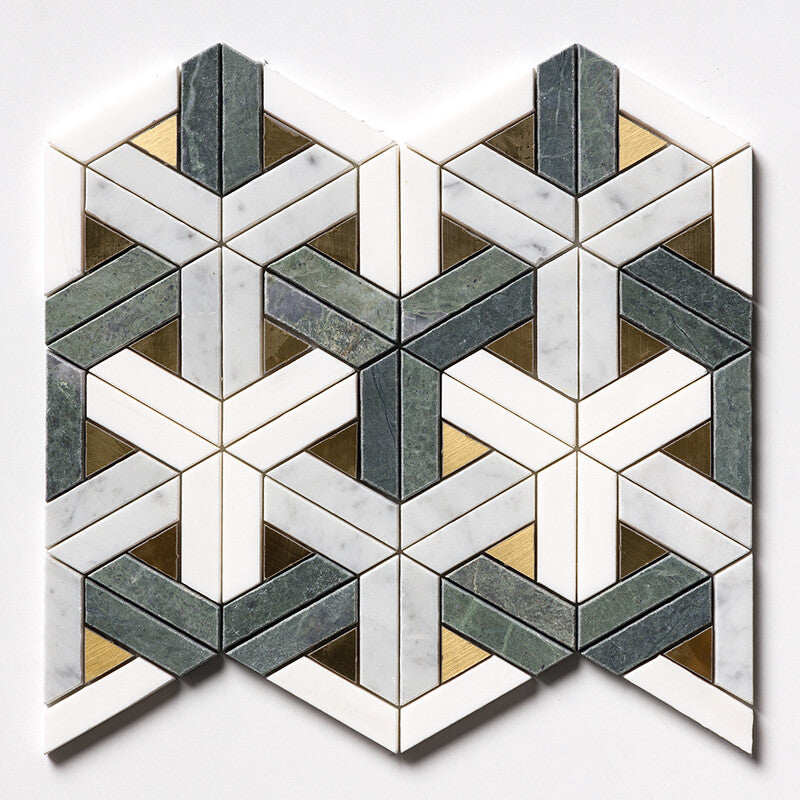 VERDE TIA : Verde Tia Carrara Fence Mosaic (honed | 11"x11"x3/4" | straight cut)
